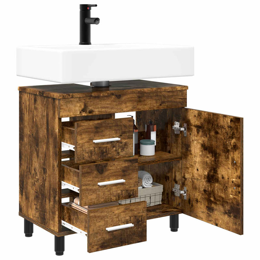 Badkamer Waskom Gerookt eiken 60 x 35 x 60 cm Bewerkt hout