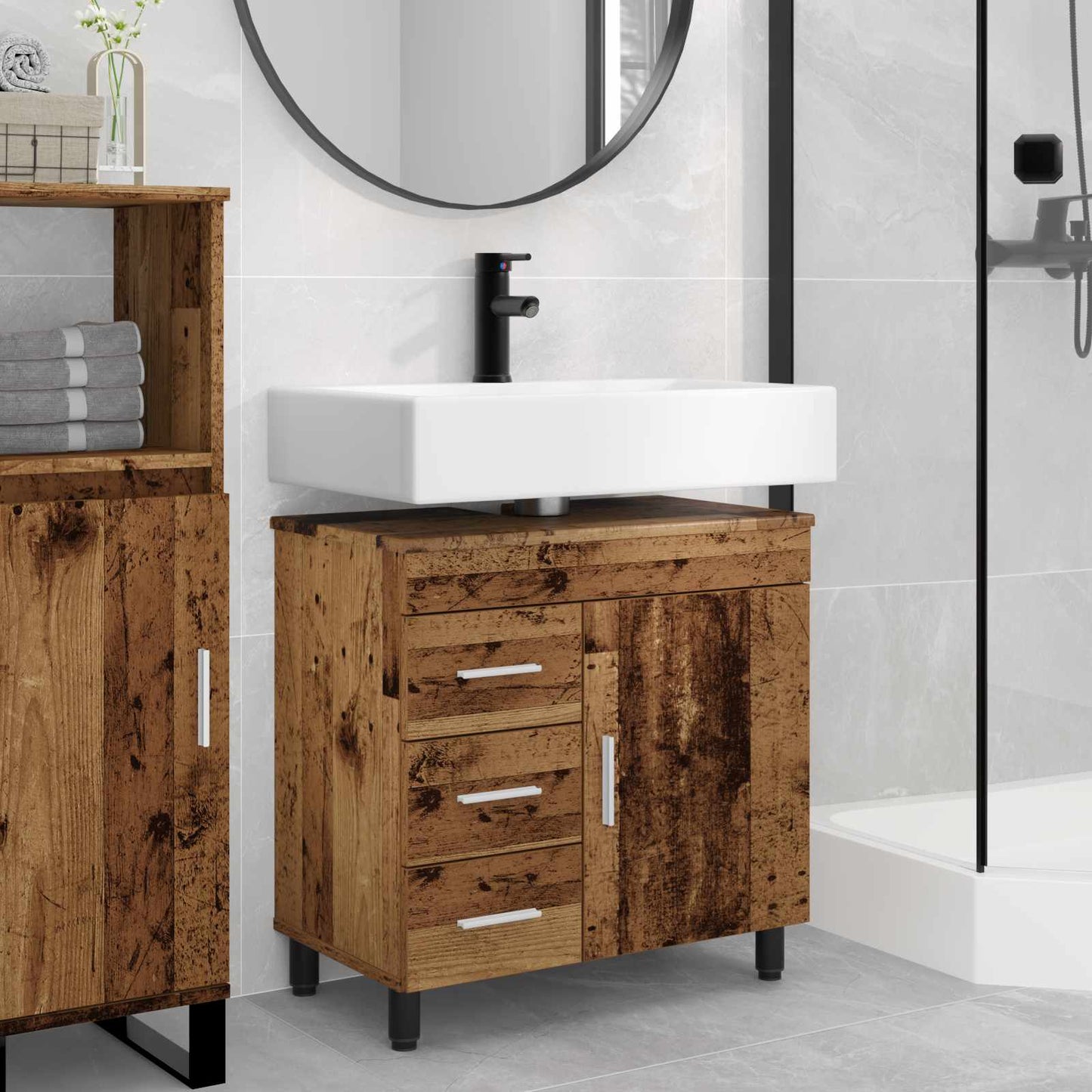 Badkamer Waskom Oud hout 60 x 35 x 60 cm Bewerkt hout