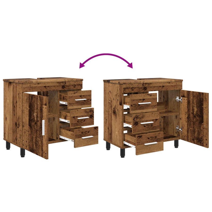 Badkamer Waskom Oud hout 60 x 35 x 60 cm Bewerkt hout