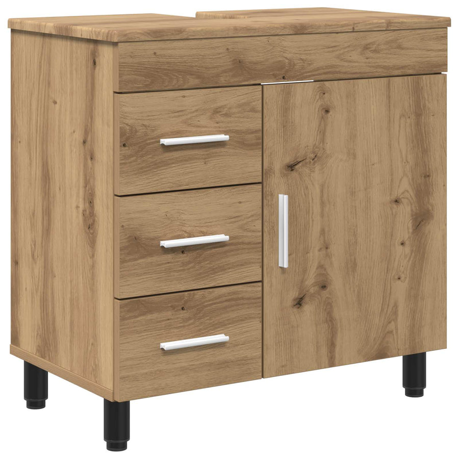 Badkamer Waskom Artisanaal eiken 60 x 35 x 60 cm Bewerkt hout