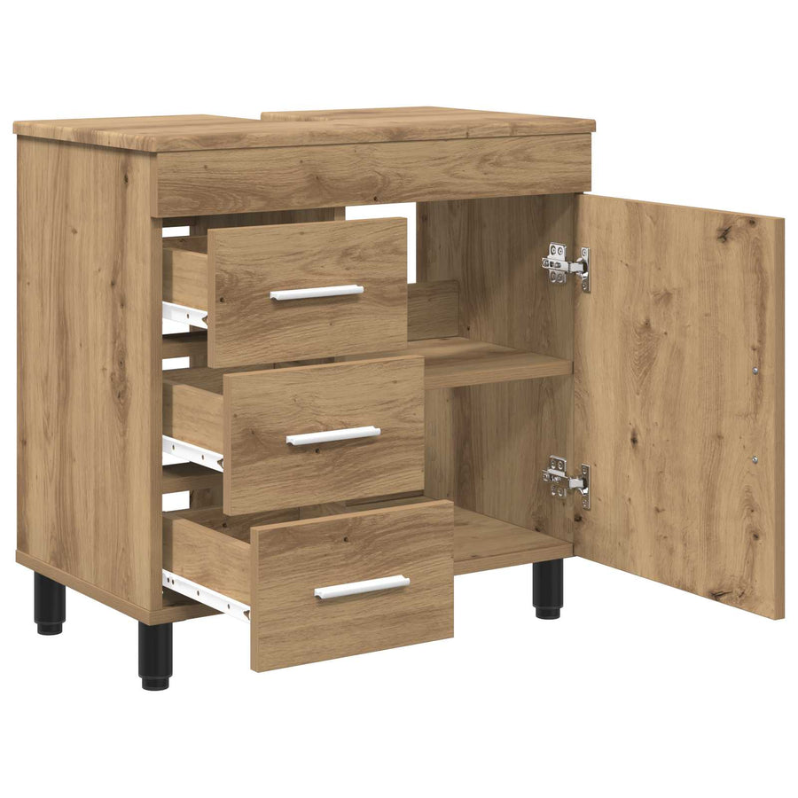 Badkamer Waskom Artisanaal eiken 60 x 35 x 60 cm Bewerkt hout