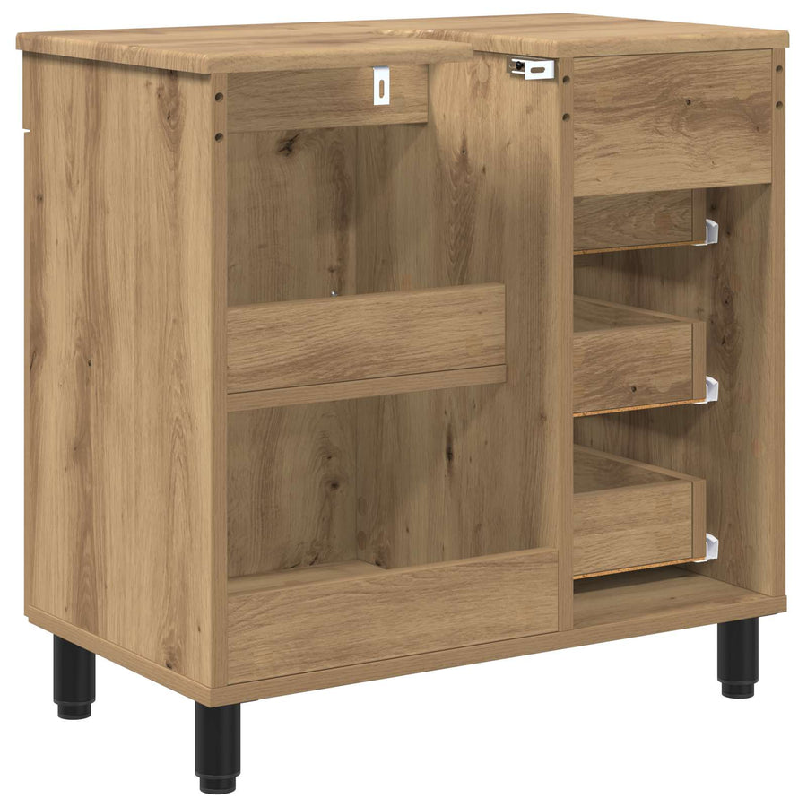 Badkamer Waskom Artisanaal eiken 60 x 35 x 60 cm Bewerkt hout