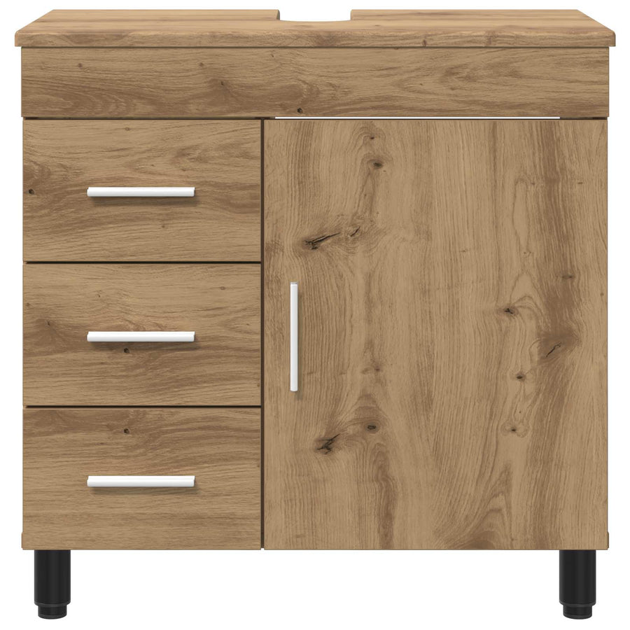 Badkamer Waskom Artisanaal eiken 60 x 35 x 60 cm Bewerkt hout