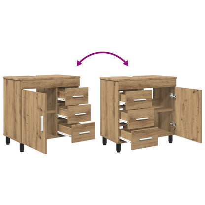 Badkamer Waskom Artisanaal eiken 60 x 35 x 60 cm Bewerkt hout