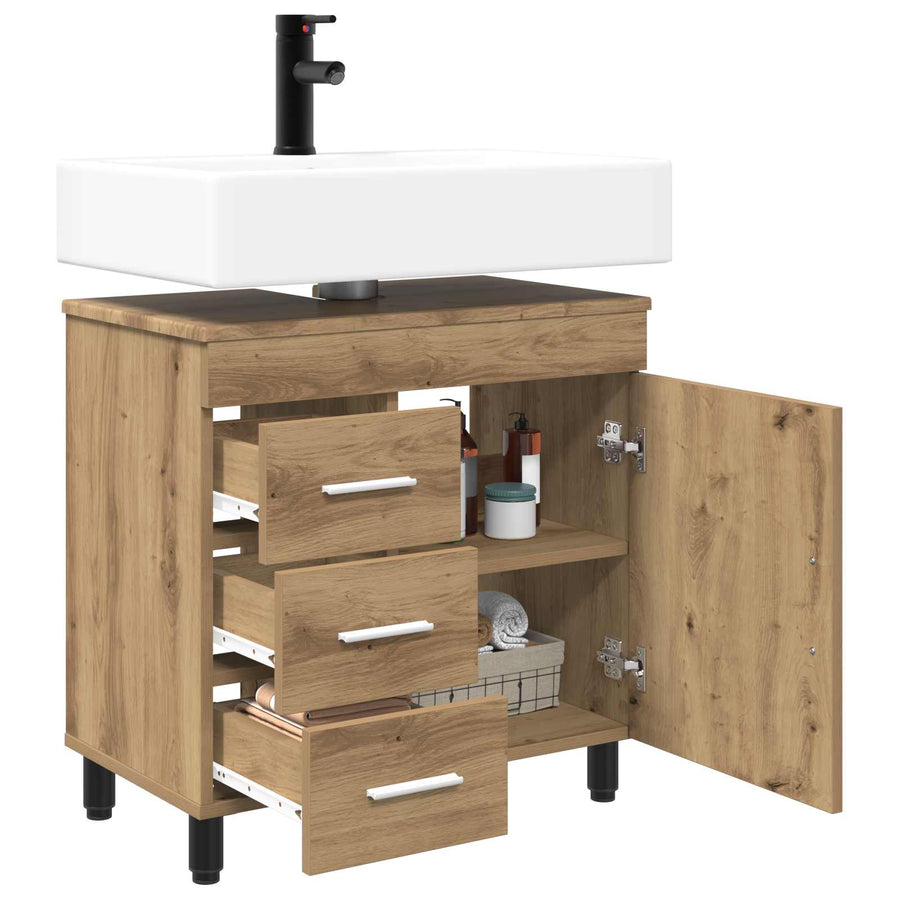 Badkamer Waskom Artisanaal eiken 60 x 35 x 60 cm Bewerkt hout