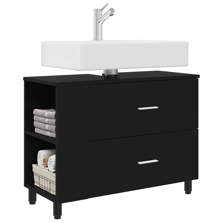 Badkamer Waskom Zwart 80 x 35 x 60 cm Bewerkt hout