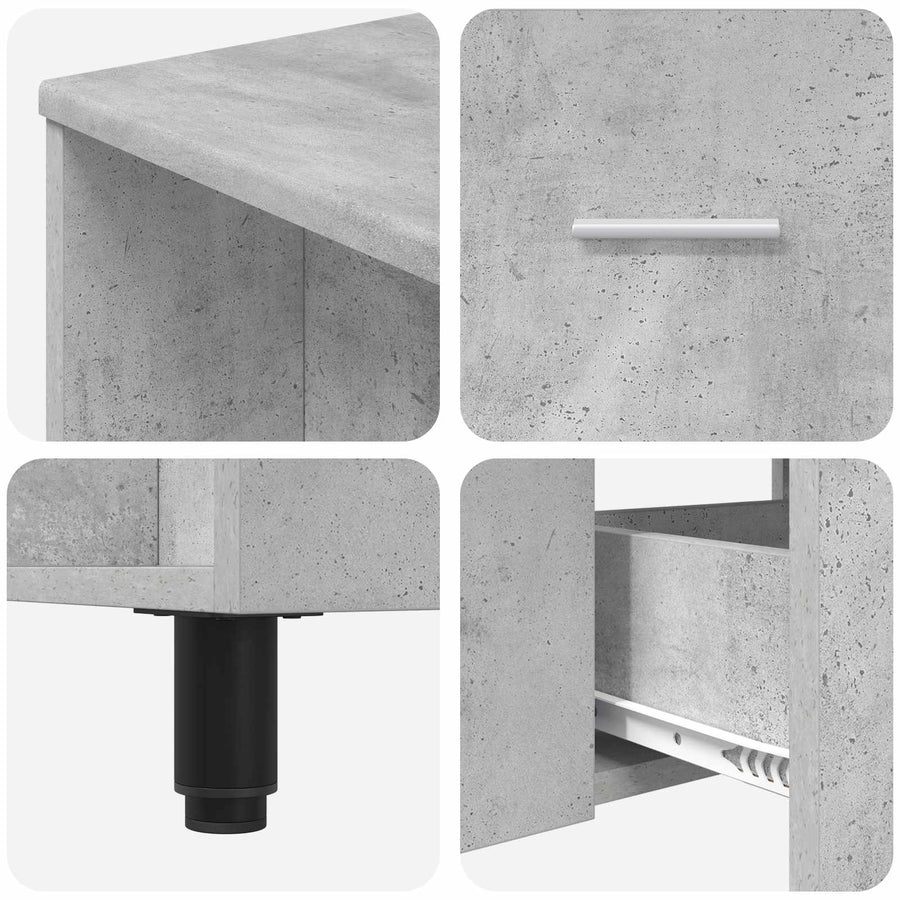 Badkamer Waskom Betongrijs 80 x 35 x 60 cm Bewerkt hout