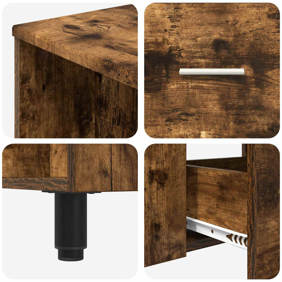 Badkamer Waskom Gerookt eiken 80 x 35 x 60 cm Bewerkt hout