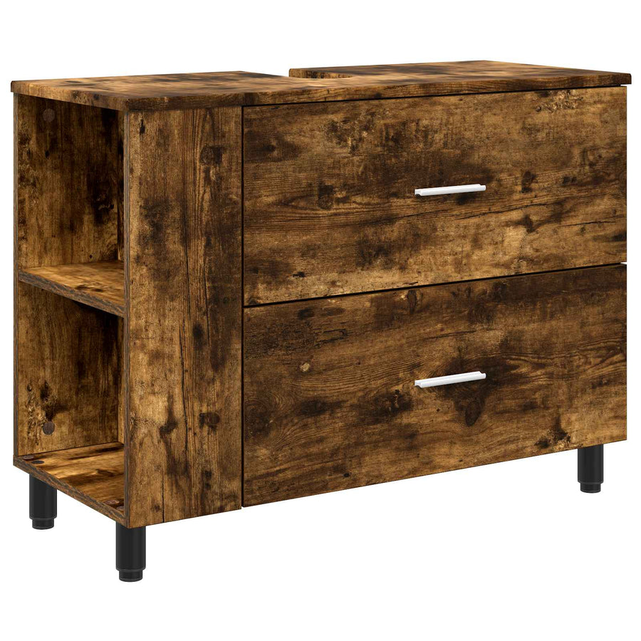 Badkamer Waskom Gerookt eiken 80 x 35 x 60 cm Bewerkt hout