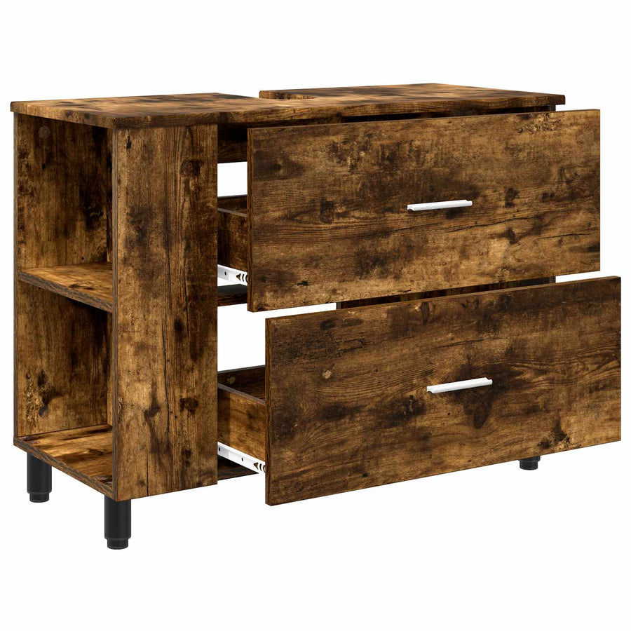 Badkamer Waskom Gerookt eiken 80 x 35 x 60 cm Bewerkt hout
