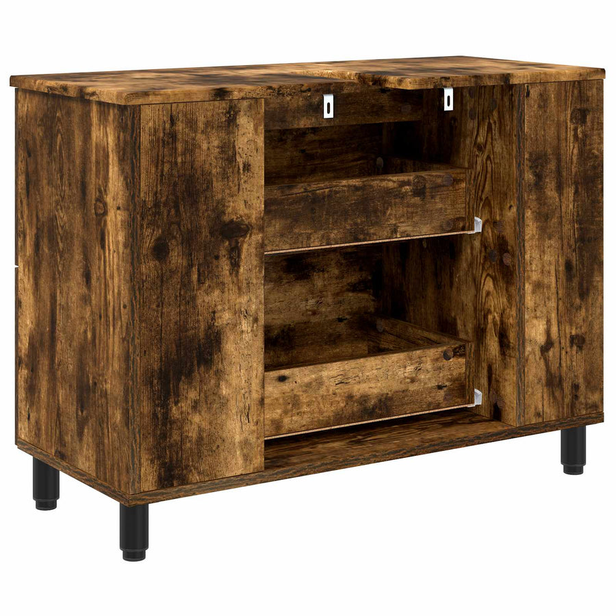Badkamer Waskom Gerookt eiken 80 x 35 x 60 cm Bewerkt hout