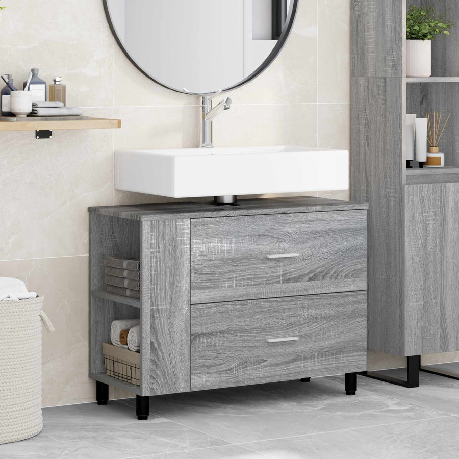 Badkamer Waskom Grijs Sonoma 80 x 35 x 60 cm Bewerkt hout