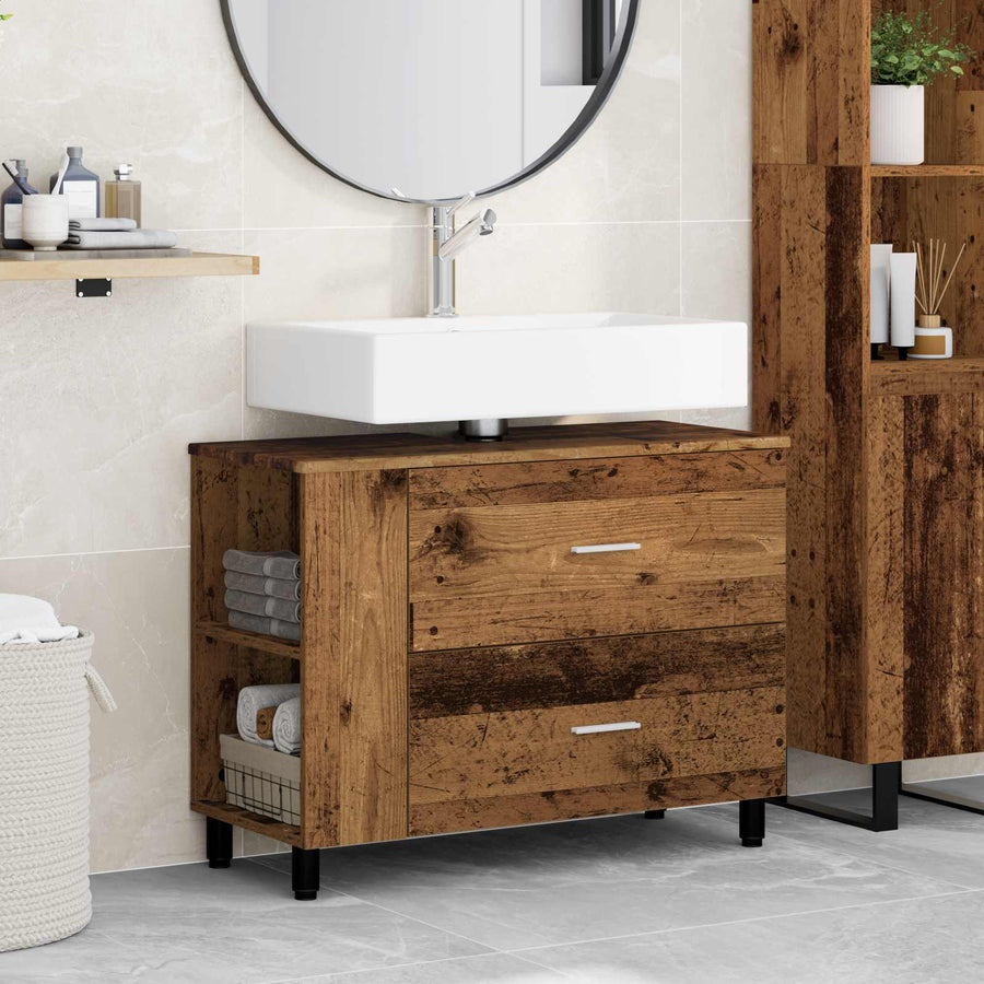 Badkamer Waskom Oud hout 80 x 35 x 60 cm Bewerkt hout
