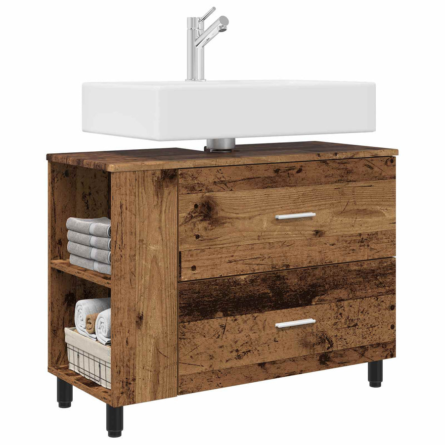 Badkamer Waskom Oud hout 80 x 35 x 60 cm Bewerkt hout
