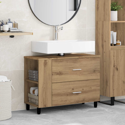 Badkamer Waskom Artisanaal eiken 80 x 35 x 60 cm Bewerkt hout