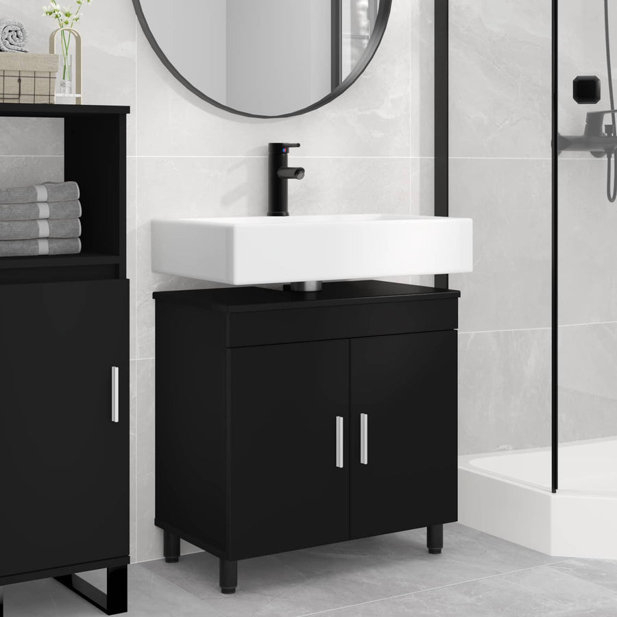 Badkamer Waskom Zwart 60 x 35 x 60 cm Bewerkt hout