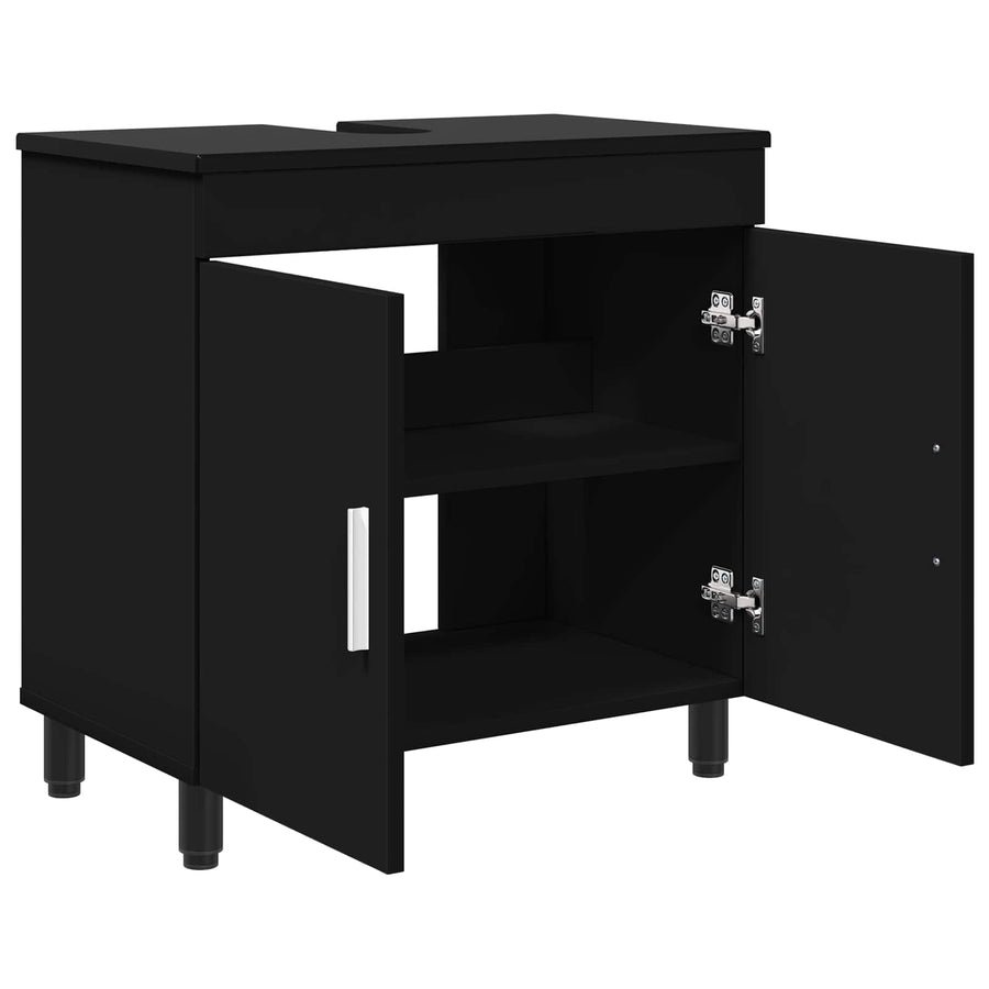 Badkamer Waskom Zwart 60 x 35 x 60 cm Bewerkt hout