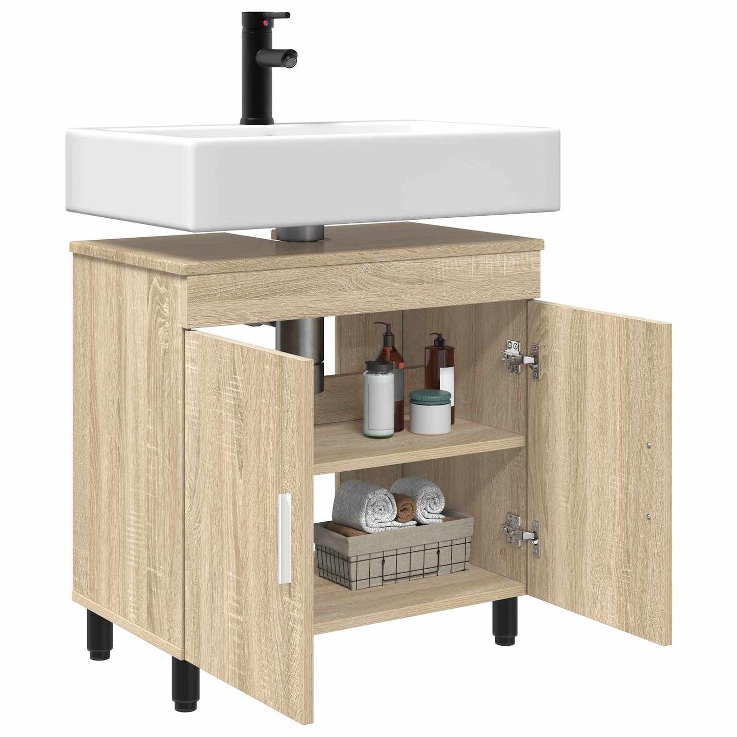 Badkamer Waskom Sonoma Eiken 60 x 35 x 60 cm Bewerkt hout