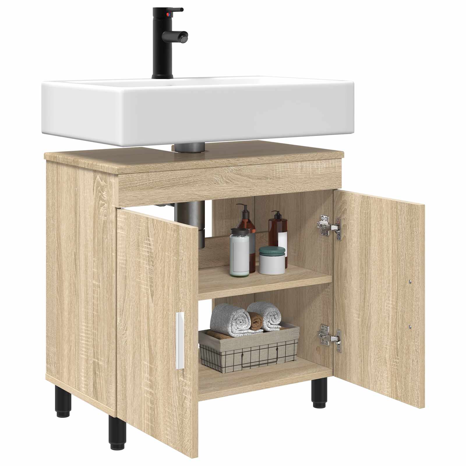 Badkamer Waskom Sonoma Eiken 60 x 35 x 60 cm Bewerkt hout