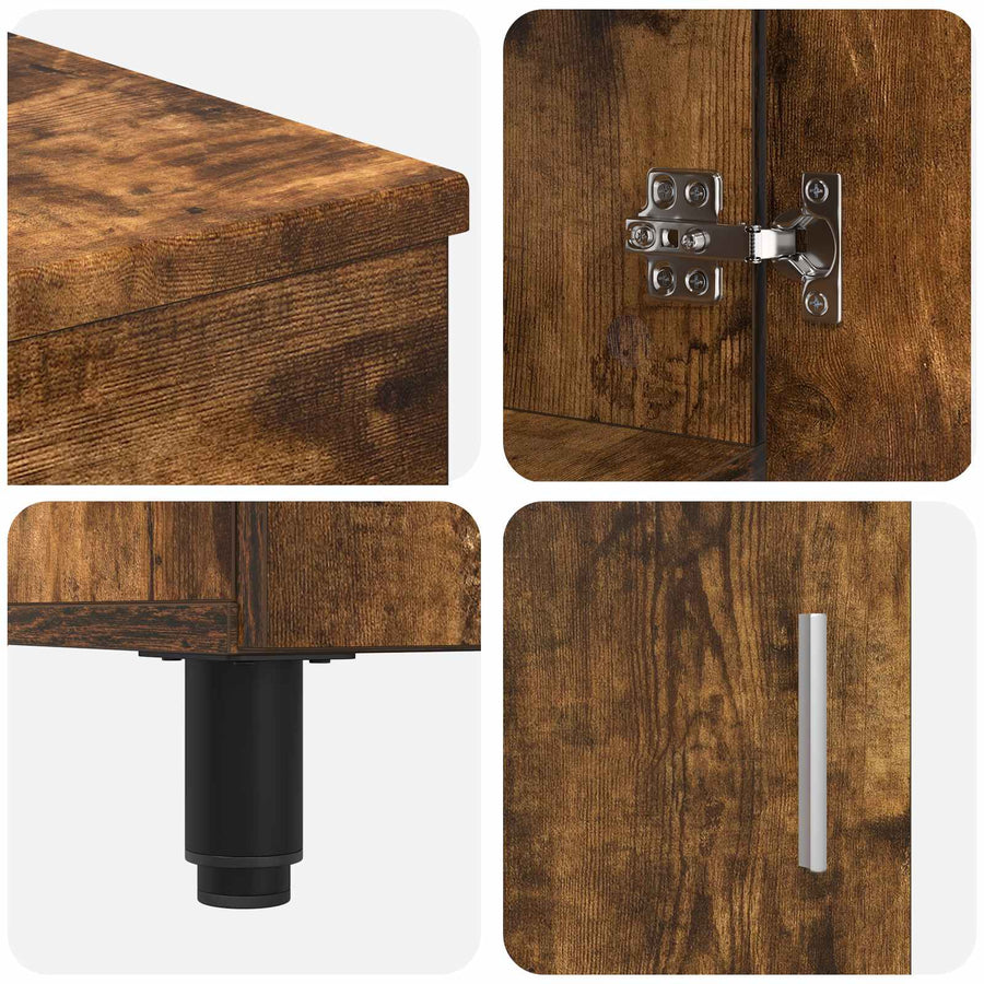 Badkamer Waskom Gerookt eiken 60 x 35 x 60 cm Bewerkt hout