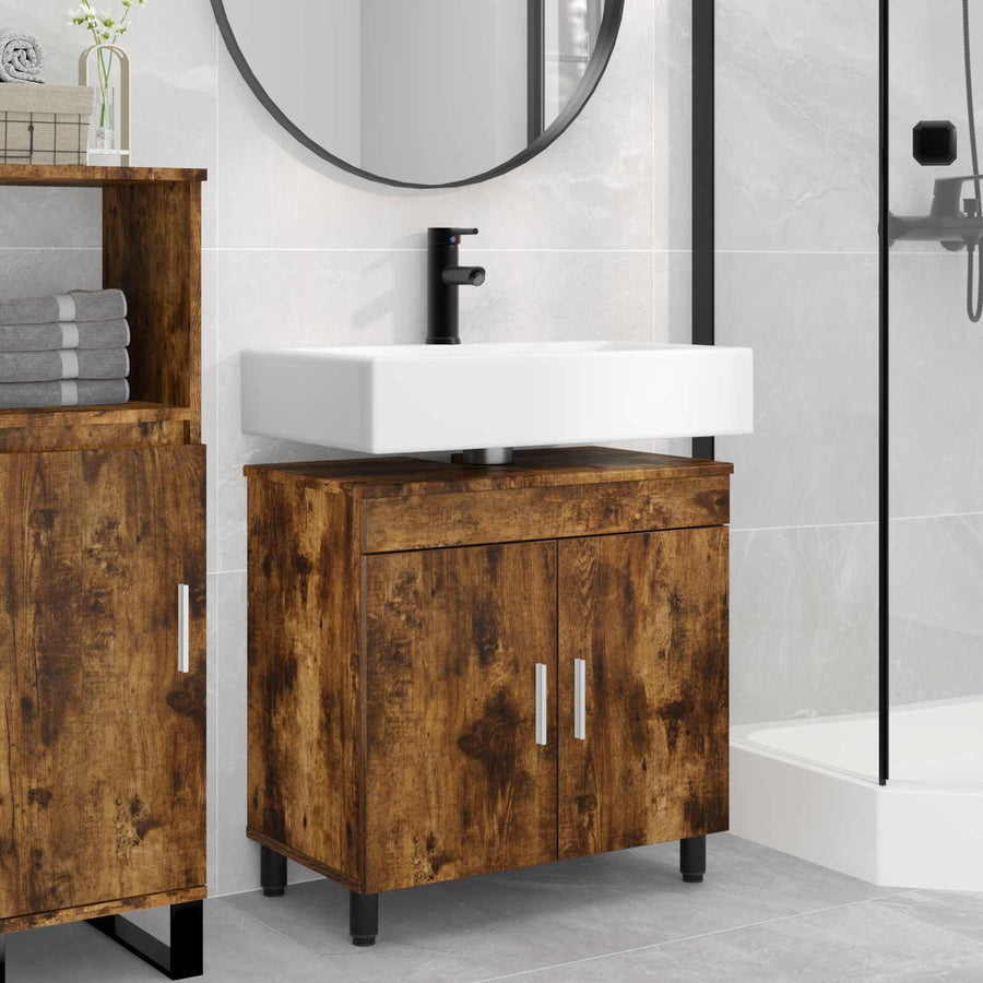 Badkamer Waskom Gerookt eiken 60 x 35 x 60 cm Bewerkt hout