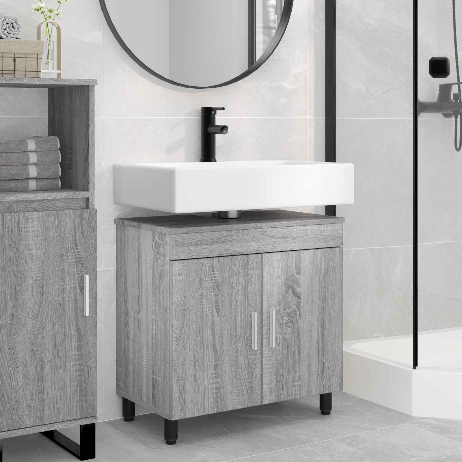 Badkamer Waskom Grijs Sonoma 60 x 35 x 60 cm Bewerkt hout