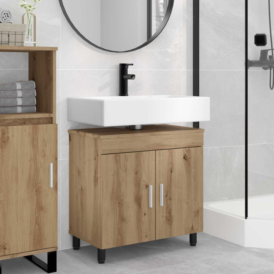 Badkamer Waskom Artisanaal eiken 60 x 35 x 60 cm Bewerkt hout