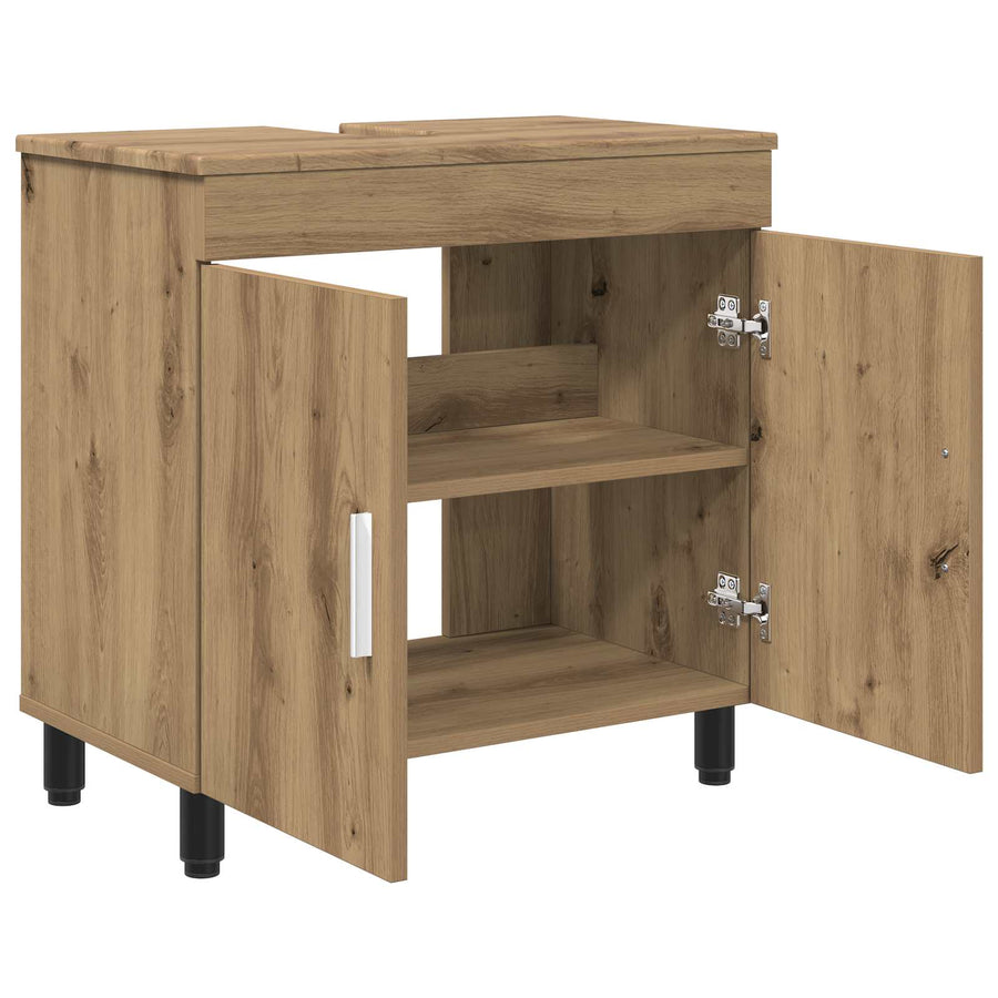 Badkamer Waskom Artisanaal eiken 60 x 35 x 60 cm Bewerkt hout
