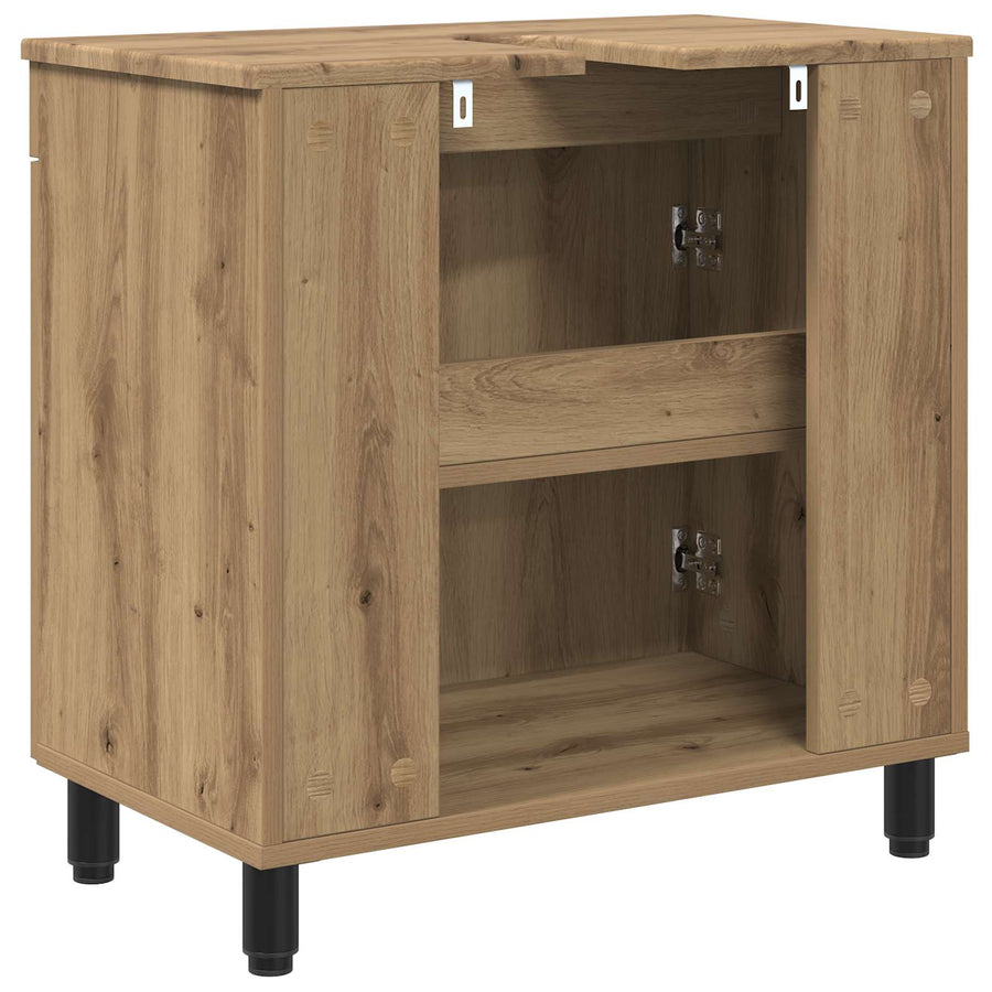 Badkamer Waskom Artisanaal eiken 60 x 35 x 60 cm Bewerkt hout