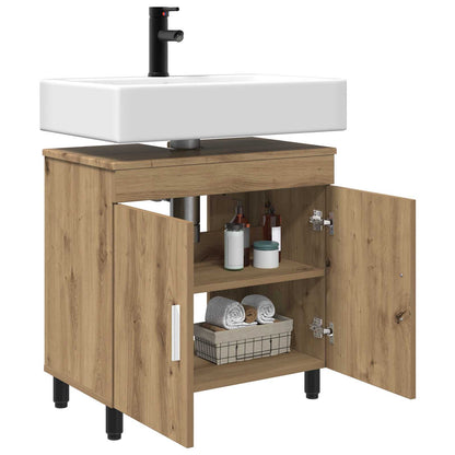 Badkamer Waskom Artisanaal eiken 60 x 35 x 60 cm Bewerkt hout