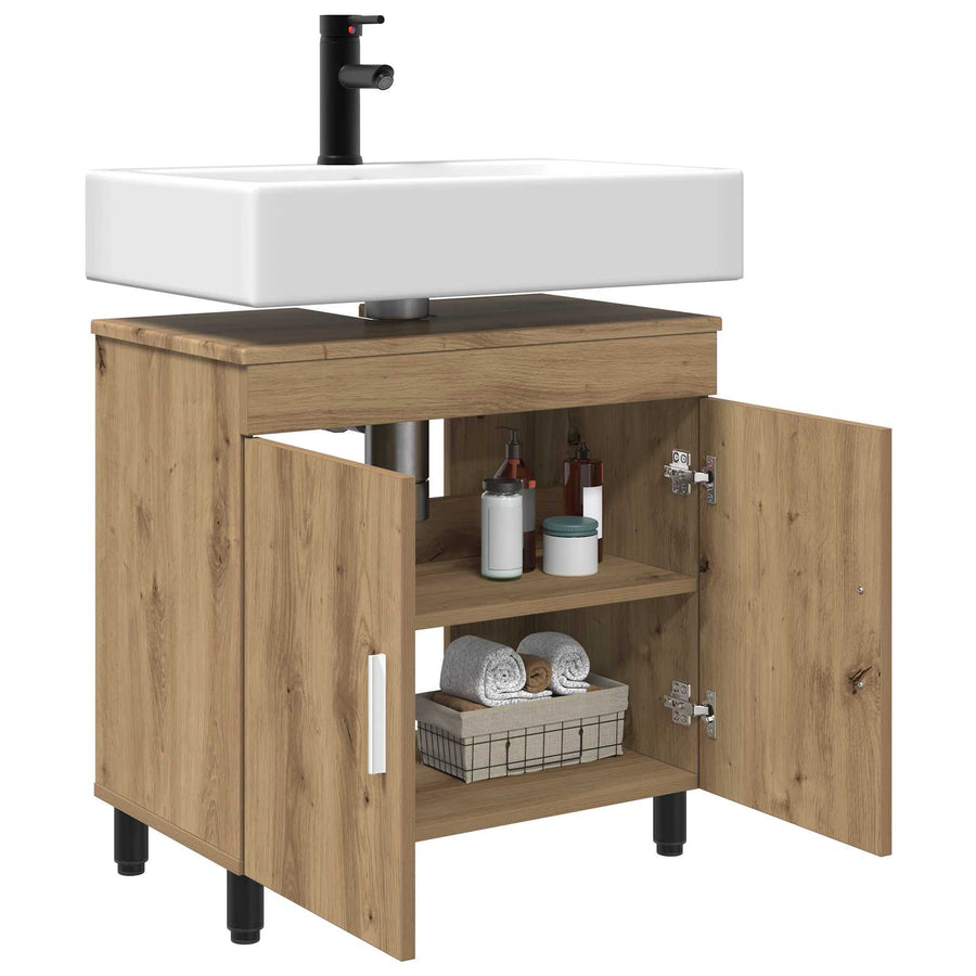 Badkamer Waskom Artisanaal eiken 60 x 35 x 60 cm Bewerkt hout