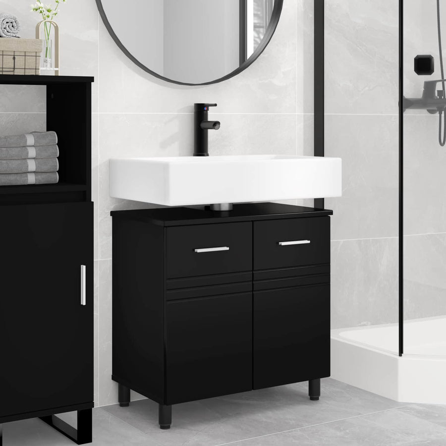 Badkamer Waskom Zwart 60 x 35 x 60 cm Bewerkt hout