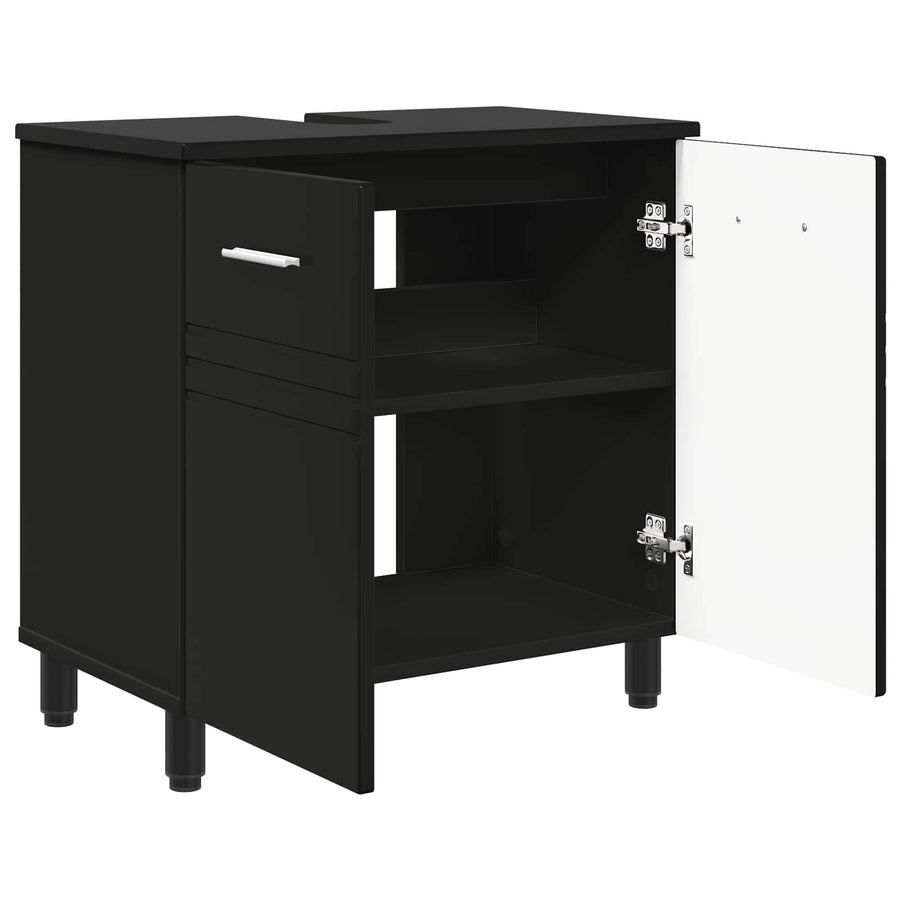 Badkamer Waskom Zwart 60 x 35 x 60 cm Bewerkt hout