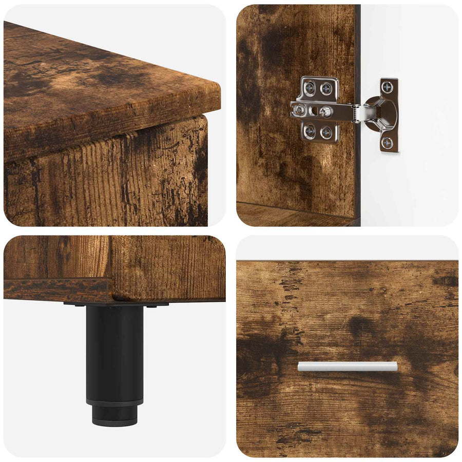 Badkamer Waskom Gerookt eiken 60 x 35 x 60 cm Bewerkt hout