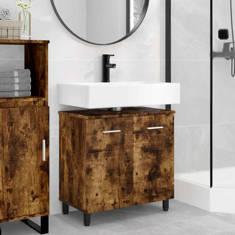 Badkamer Waskom Gerookt eiken 60 x 35 x 60 cm Bewerkt hout