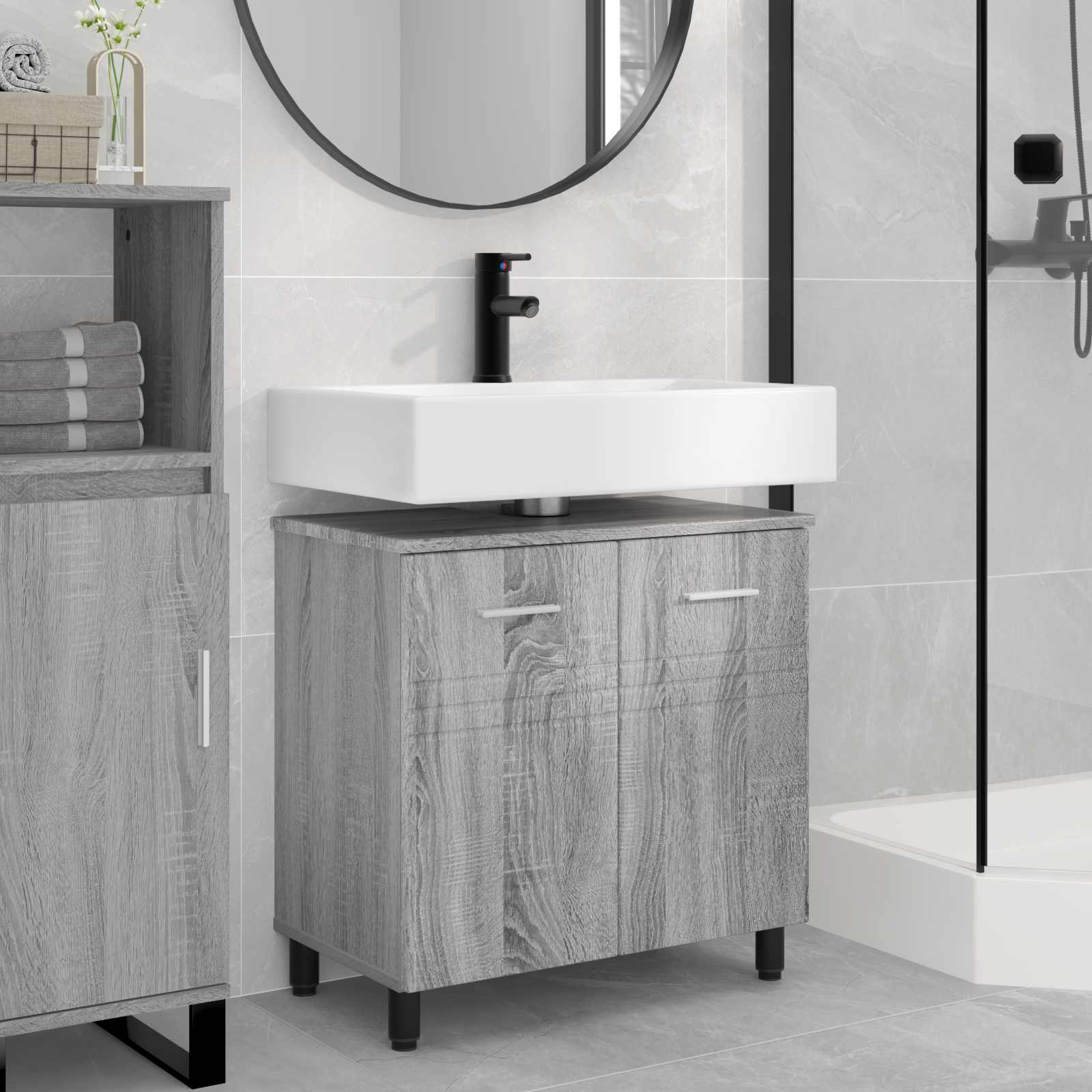 Badkamer Waskom Grijs Sonoma 60 x 35 x 60 cm Bewerkt hout