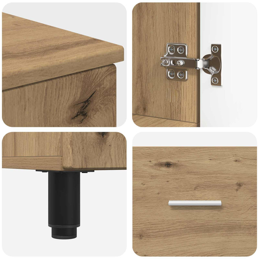 Badkamer Waskom Artisanaal eiken 60 x 35 x 60 cm Bewerkt hout