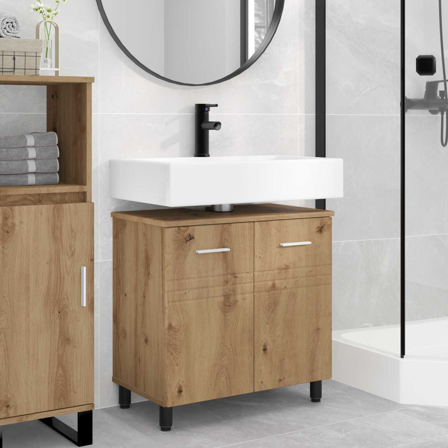Badkamer Waskom Artisanaal eiken 60 x 35 x 60 cm Bewerkt hout