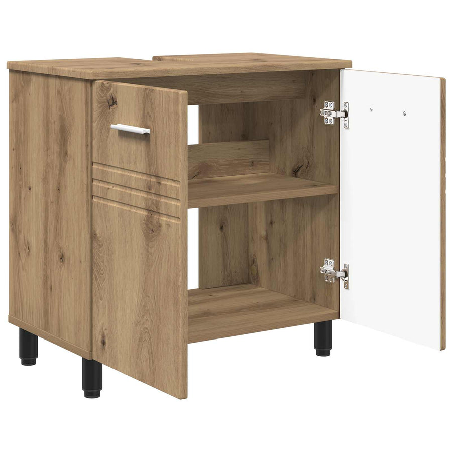 Badkamer Waskom Artisanaal eiken 60 x 35 x 60 cm Bewerkt hout