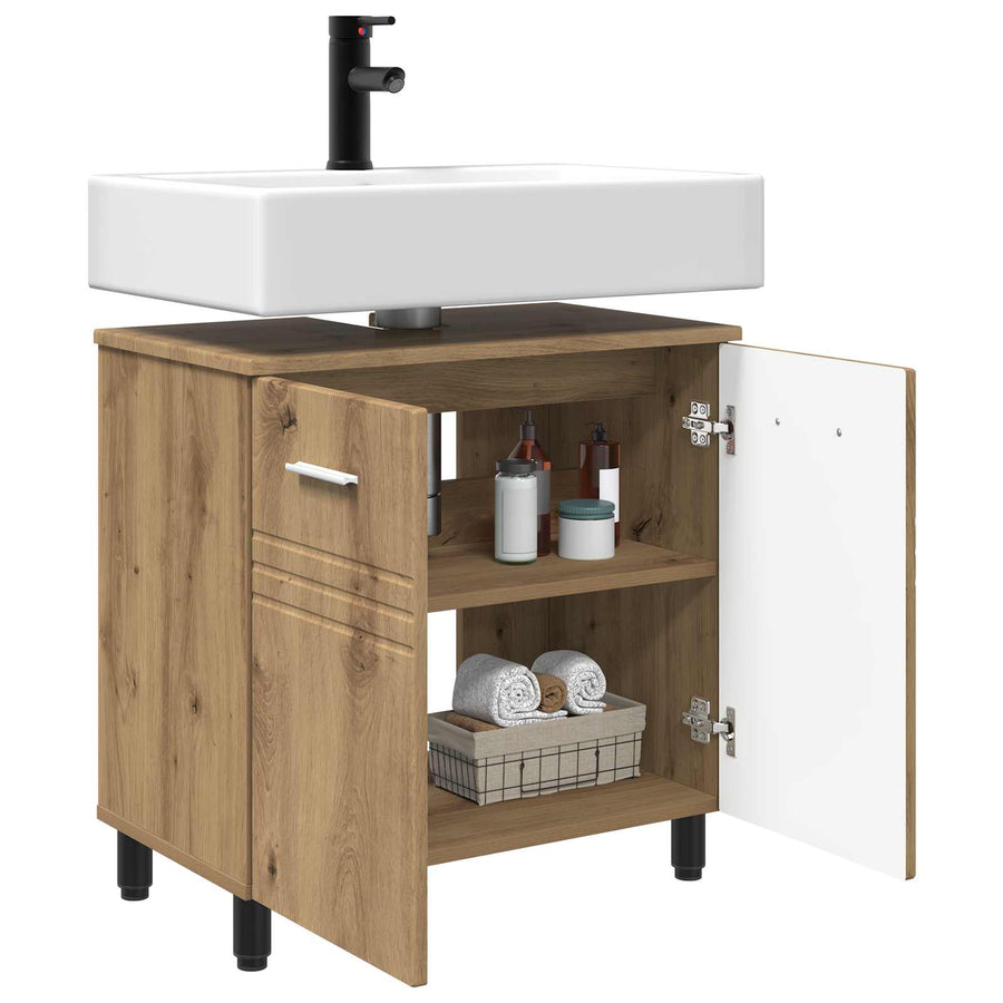 Badkamer Waskom Artisanaal eiken 60 x 35 x 60 cm Bewerkt hout