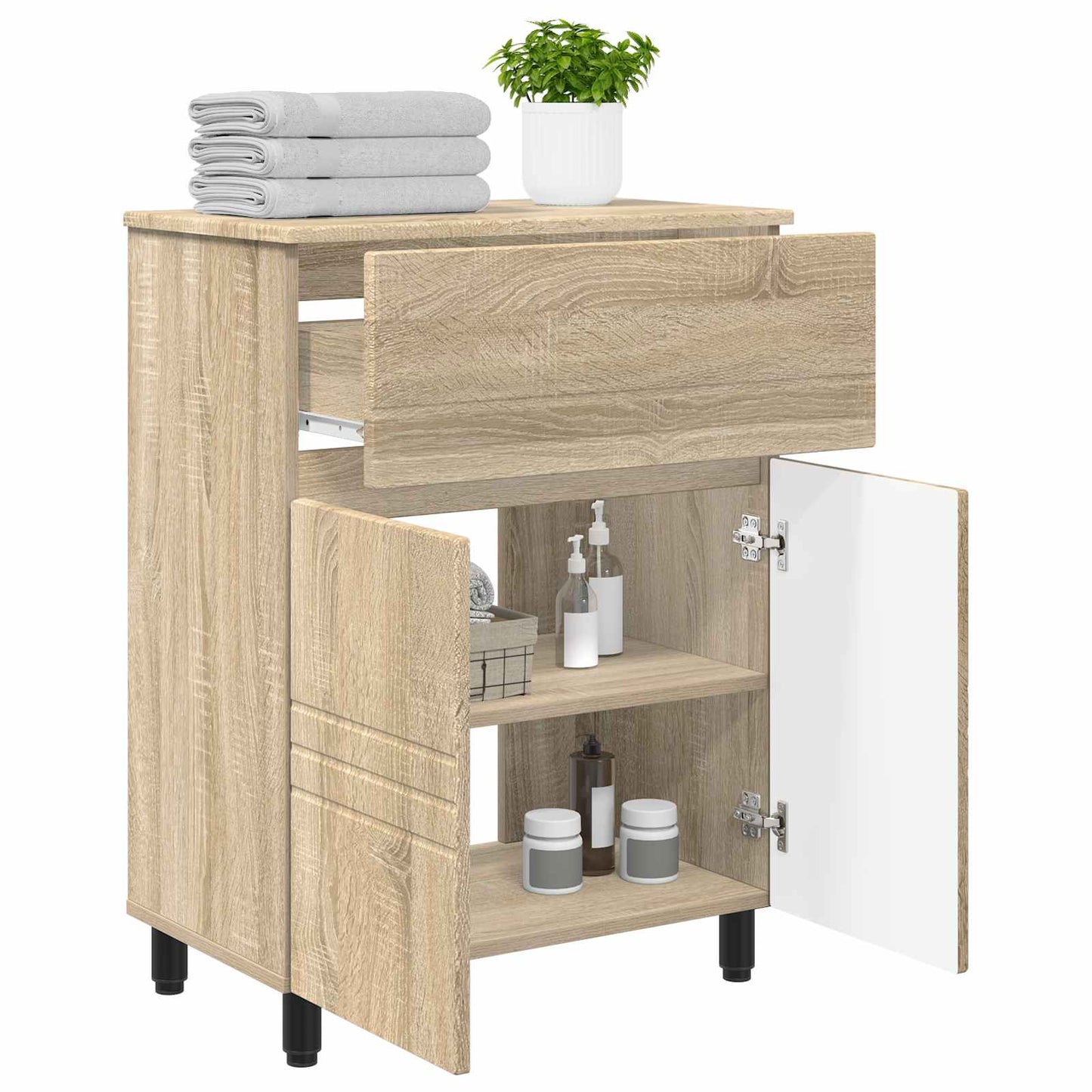 Badkamer Waskom Sonoma Eiken 60 x 35 x 80 cm Bewerkt hout