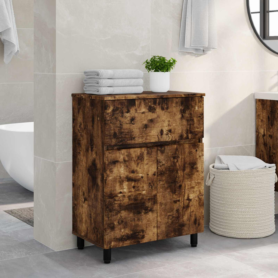 Badkamer Waskom Gerookt eiken 60 x 35 x 80 cm Bewerkt hout