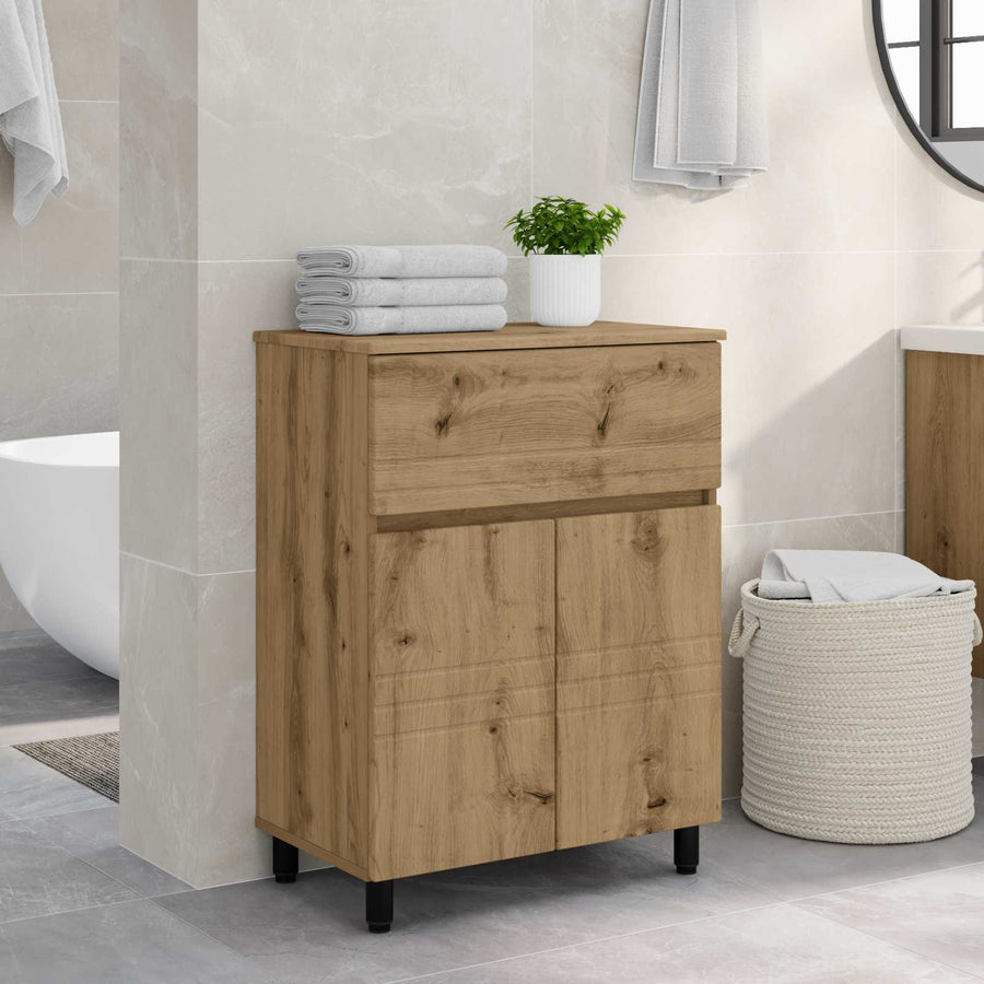 Badkamer Waskom Artisanaal eiken 60 x 35 x 80 cm Bewerkt hout