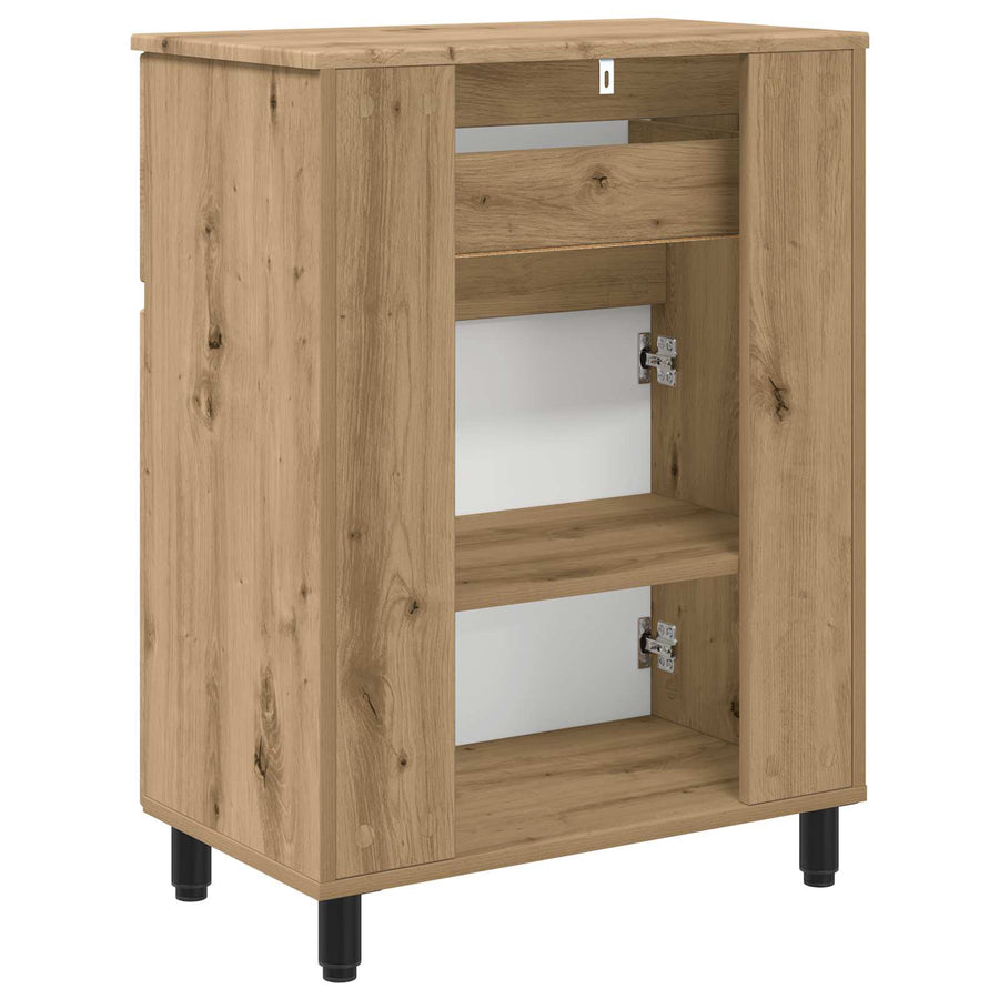 Badkamer Waskom Artisanaal eiken 60 x 35 x 80 cm Bewerkt hout