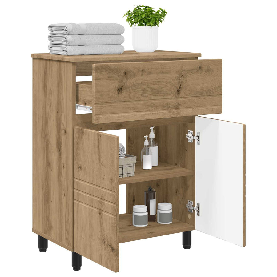 Badkamer Waskom Artisanaal eiken 60 x 35 x 80 cm Bewerkt hout