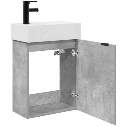 Badkamermeubel met kraan Betongrijs 45,5 x 22,5 x 84 cm