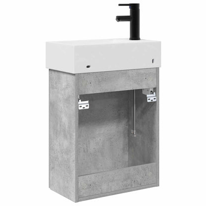 Badkamermeubel met kraan Betongrijs 45,5 x 22,5 x 84 cm