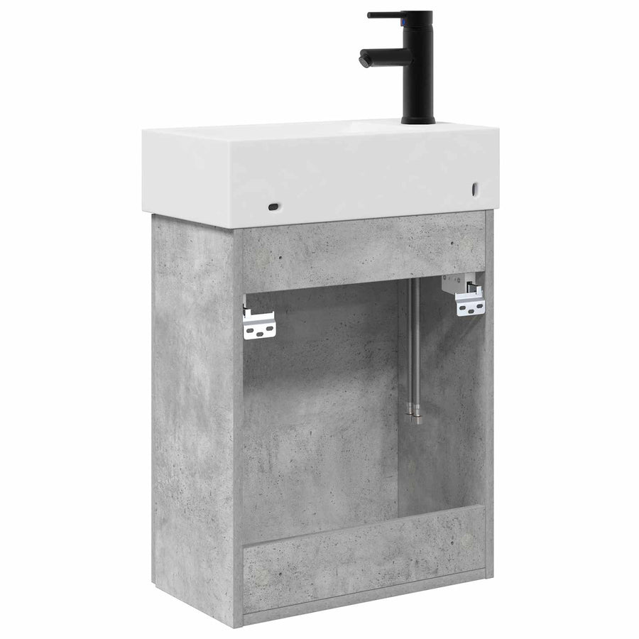 Badkamermeubel met kraan Betongrijs 45,5 x 22,5 x 84 cm