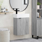 Badkamermeubel met kraan 45,5x22,5x84 cm Grijs Sonoma