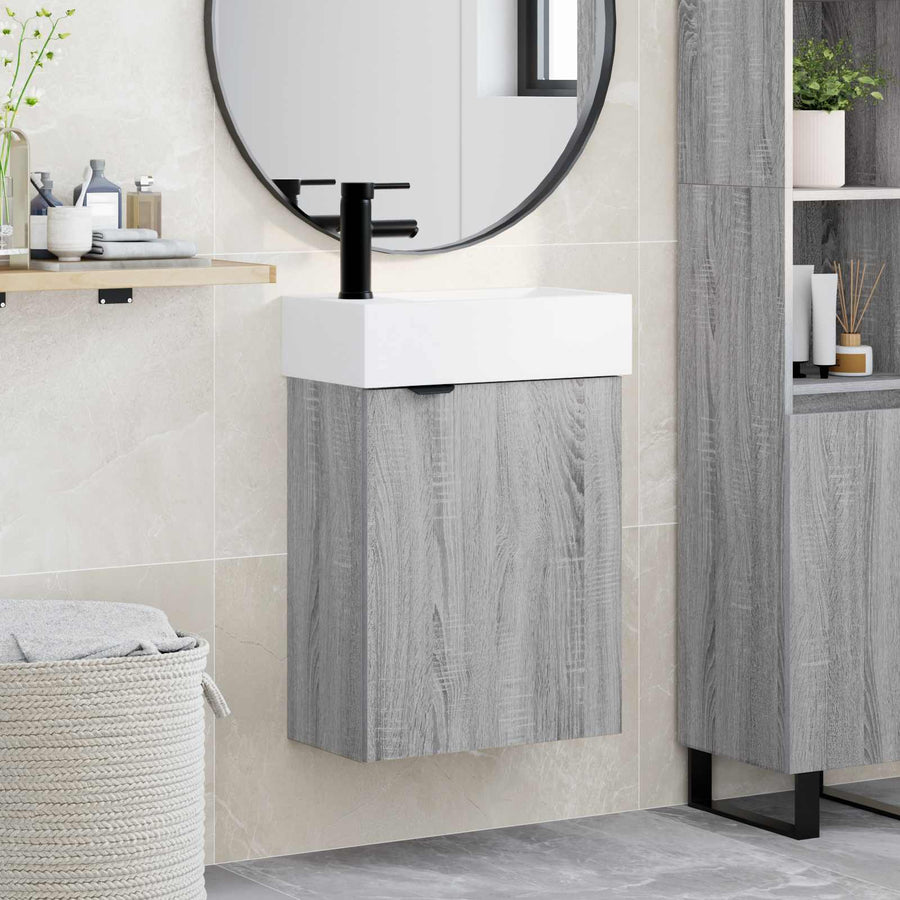 Badkamermeubel met kraan Grijs Sonoma 45,5 x 22,5 x 84 cm